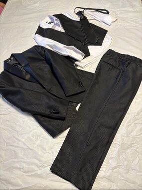 Kids World USA (KW) Black Suit Jacket with Burgundy Trim